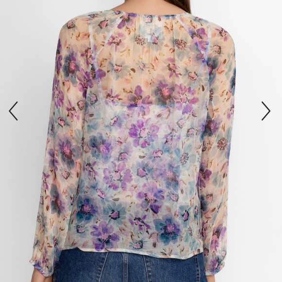 Johnny Was Silk Floral Glinda Peasant Top - Picture 4 of 13